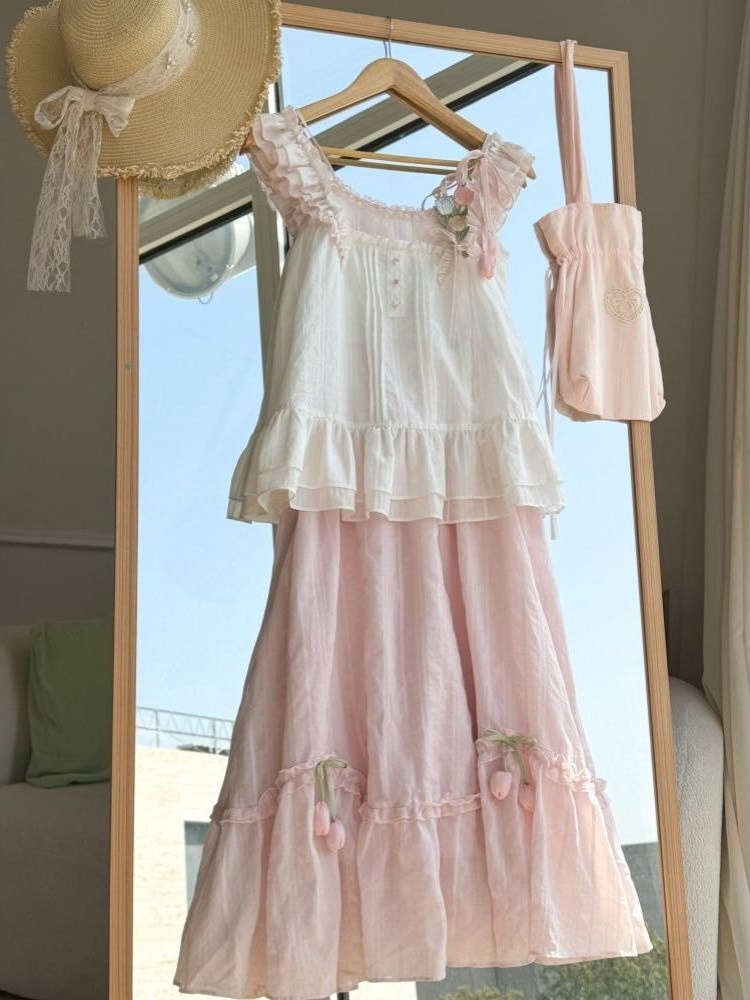 Fly Line - Zoete Kawaii Ruffle Trim Tulip Decor